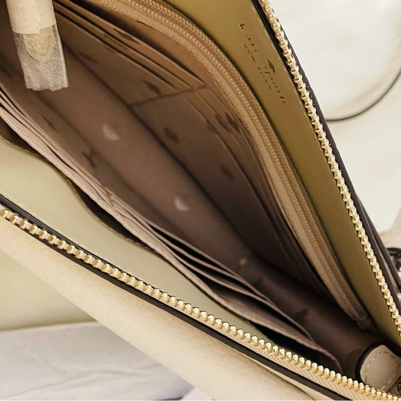 NWT Kate Spade Leila Colorblock sand white leather crossbody wallet Bag - Picture 8 of 11